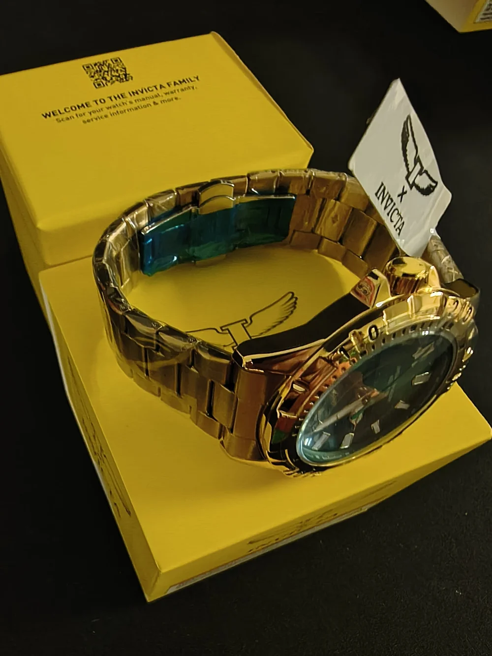 Invicta Gold-Tone Watch with Green Dial